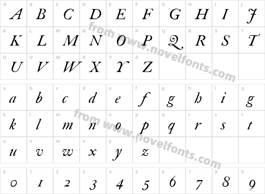 FCaslon 30 ITCCharacter Map