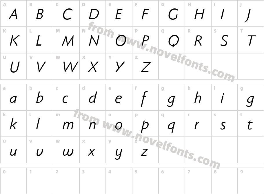 FaberSansPro-NormalKursivCharacter Map