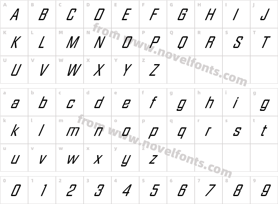 Facet-XXitalicCharacter Map