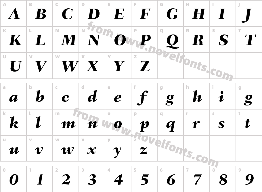 Fairfield LT 86 Heavy ItalicCharacter Map