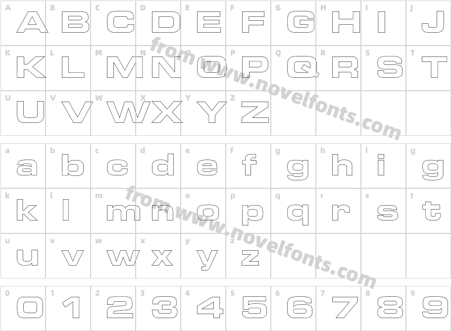 Euro TechnicExtOutlineCharacter Map