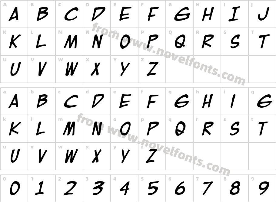 EuroComic BoldCharacter Map