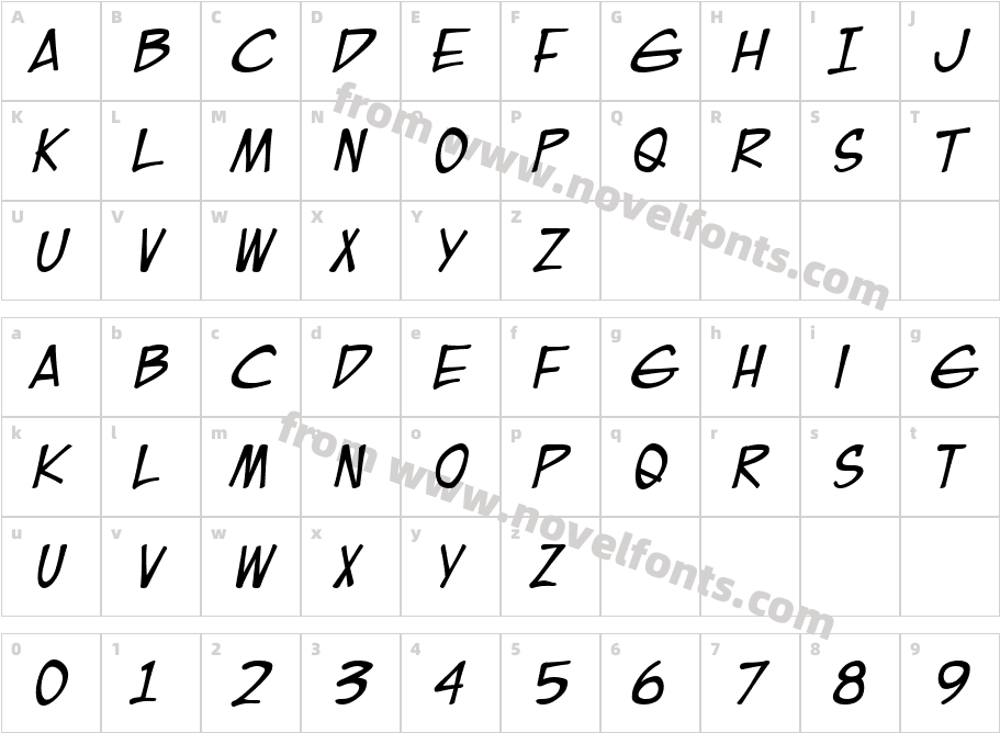 EuroComic ItalicCharacter Map