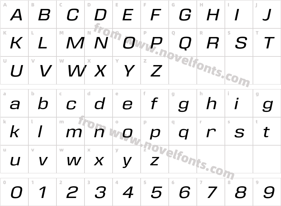 Eurocine ObliqueCharacter Map