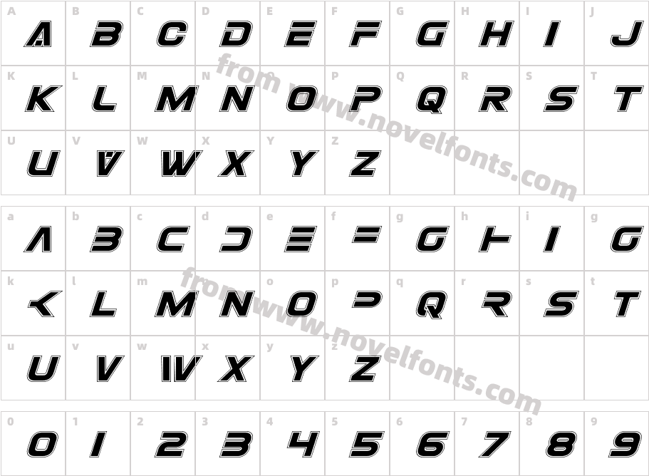 Eurofighter Academy ItalicCharacter Map