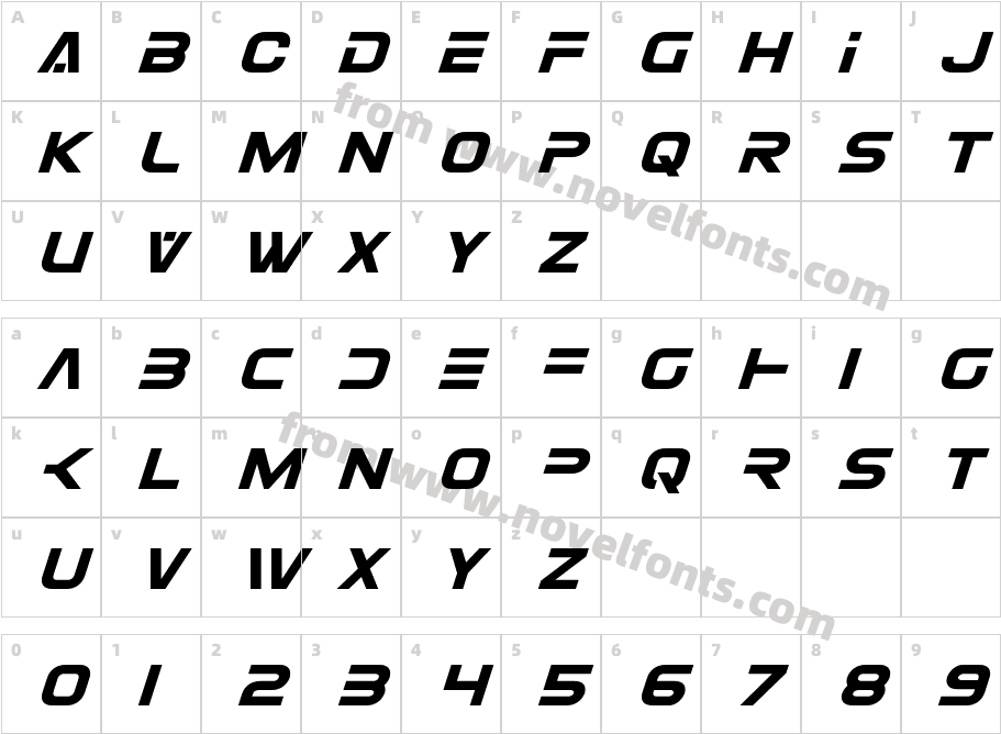 Eurofighter ItalicCharacter Map