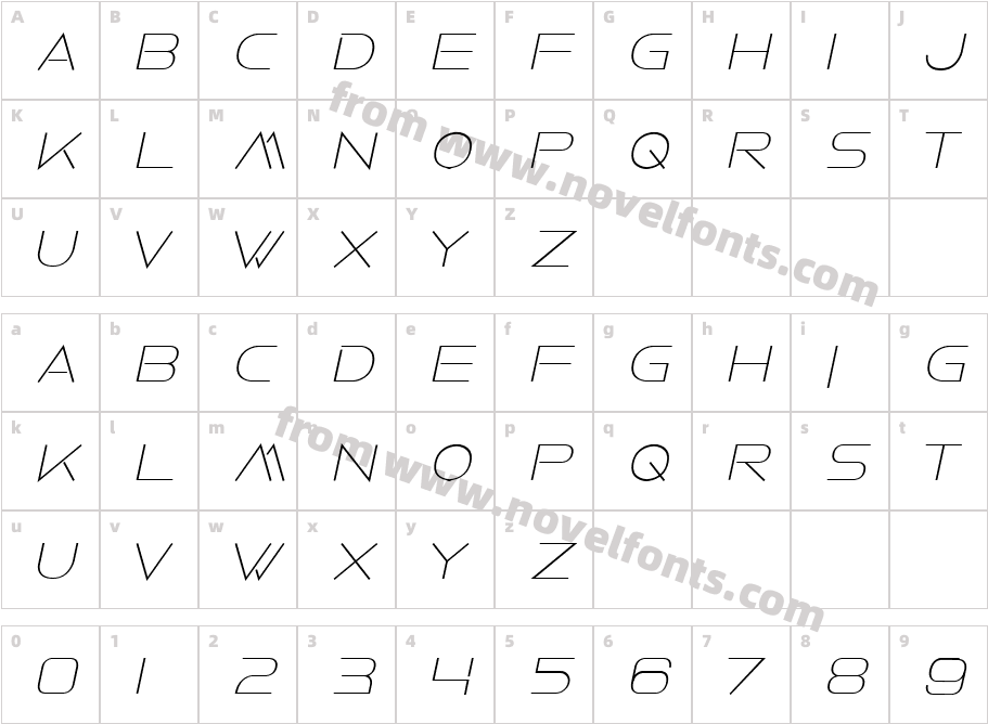 FaxineSky-BoldItalicCharacter Map