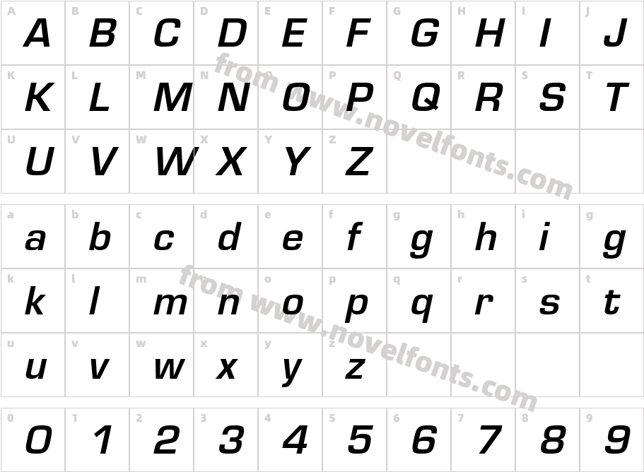 Euromode Bold ItalicCharacter Map