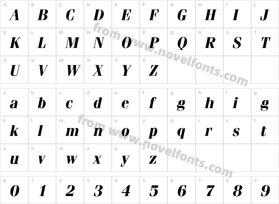 FerraraBoldItalicCharacter Map