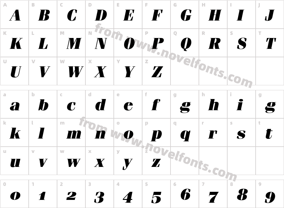 FerraraOsfUltraItalicCharacter Map