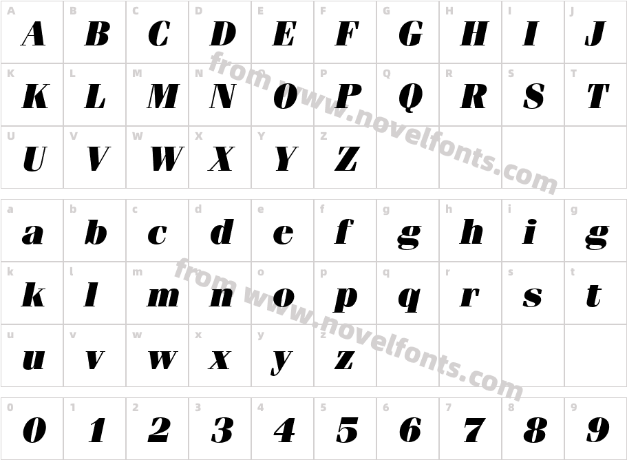 FerraraUltraItalicCharacter Map