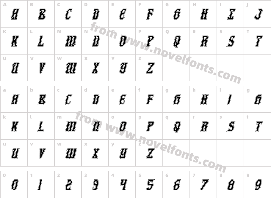 Fiddler'sCoveAcademyItalicCharacter Map