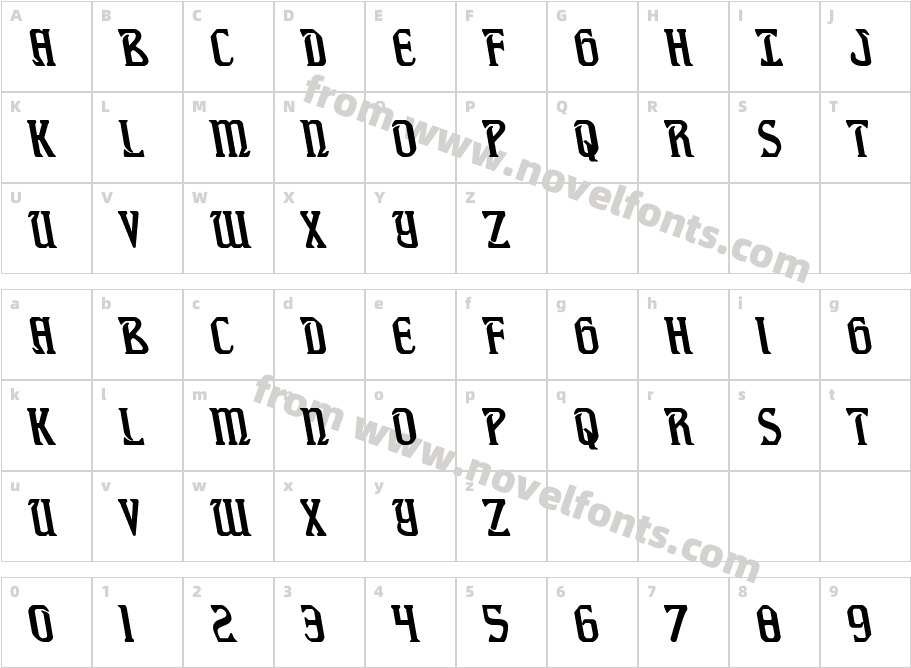 Fiddler'sCoveLeftalicCharacter Map