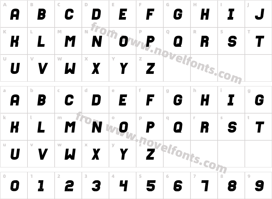 Fixation-ItalicCharacter Map