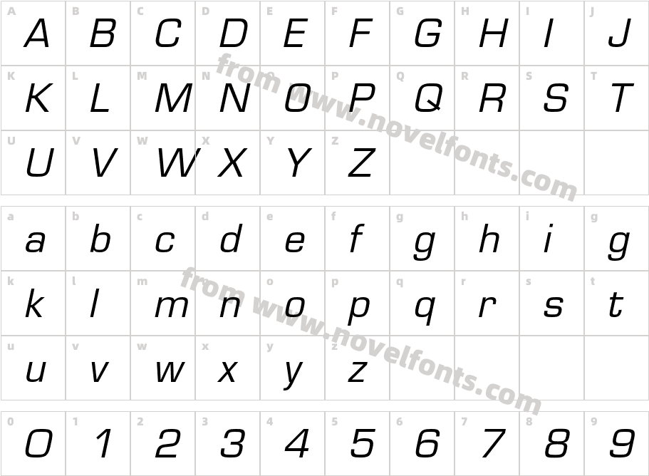 Eurostile-ObliqueCharacter Map