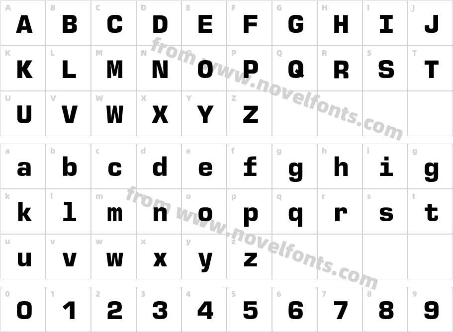 EurostileMonoEF BlackCharacter Map