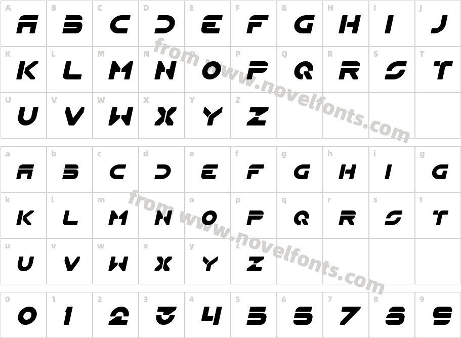 Flynn-ItalicCharacter Map