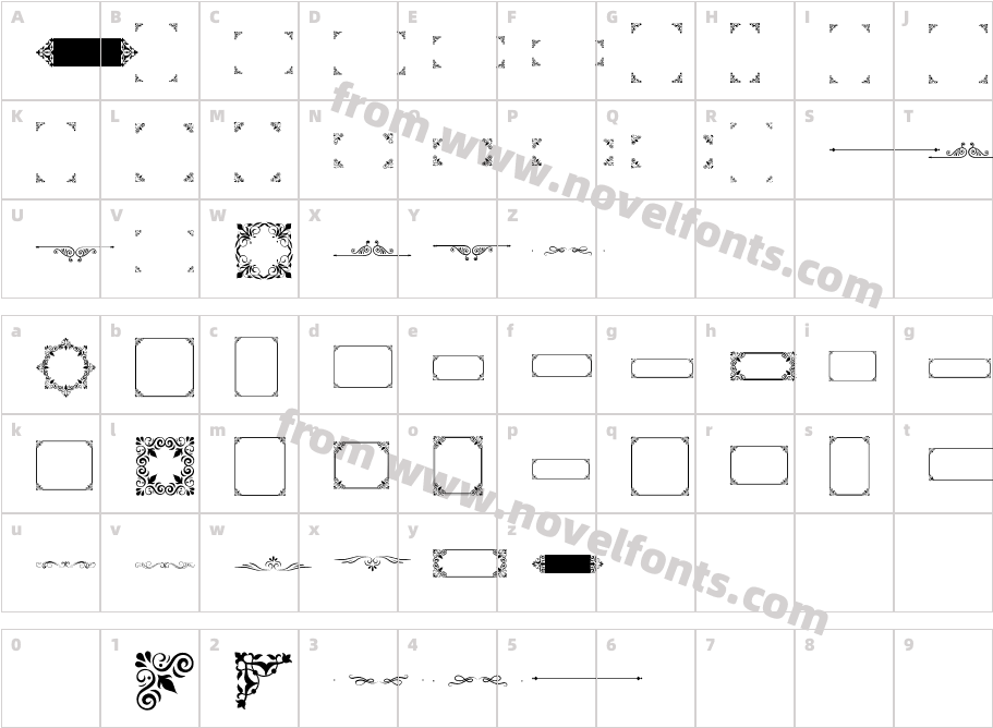 Font Frame ProCharacter Map