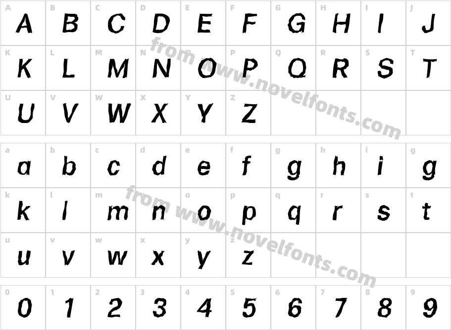 FormulaRandomMediumItalicCharacter Map