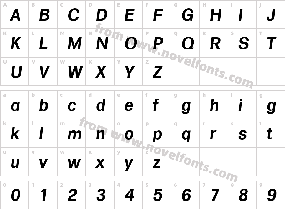 FormulaSerialBoldItalicCharacter Map