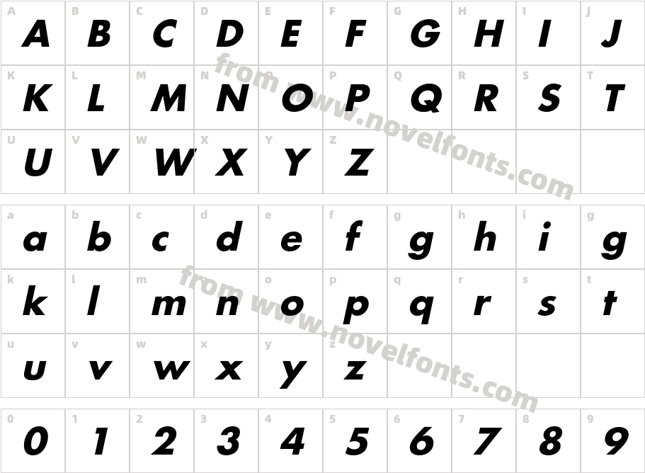 FortuneC-BoldItalicCharacter Map