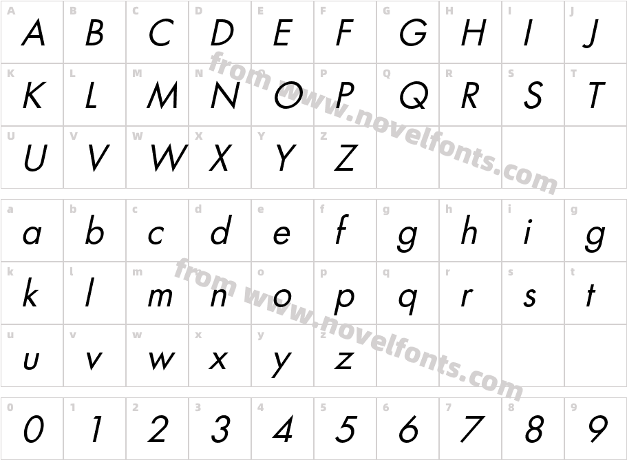 FortuneC-ItalicCharacter Map