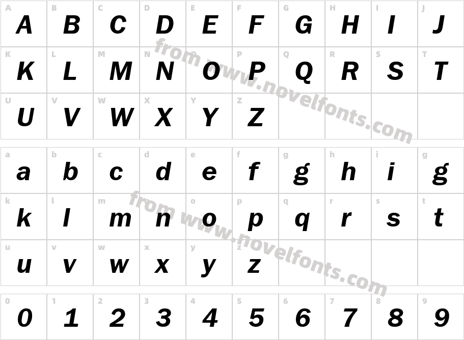 FranklinGothicDemiG-ItalicCharacter Map