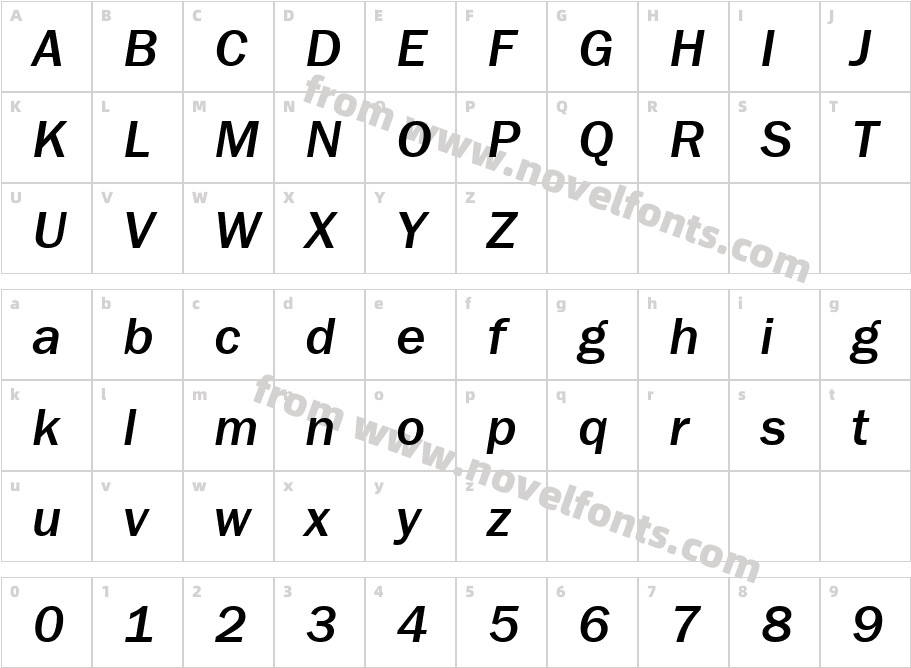 FranklinGothicMediumE-ItalicCharacter Map