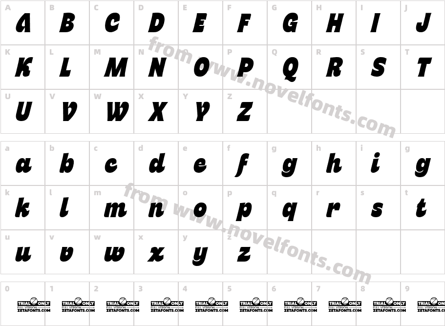 Freitag Display Trial M ItalicCharacter Map