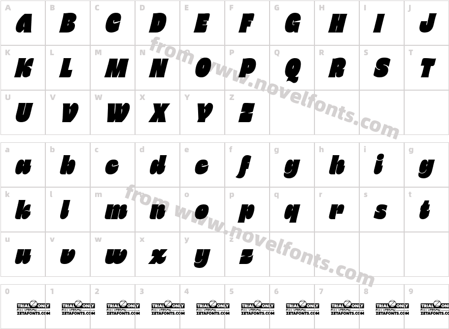 Freitag Display Trial XL ItalicCharacter Map