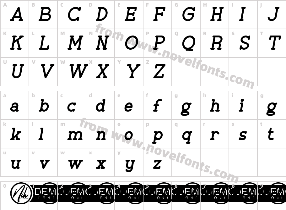 Freshmen Demo Bold ItalicCharacter Map