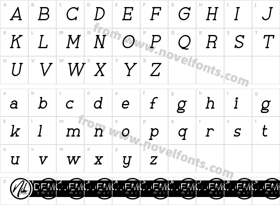 Freshmen Demo ItalicCharacter Map