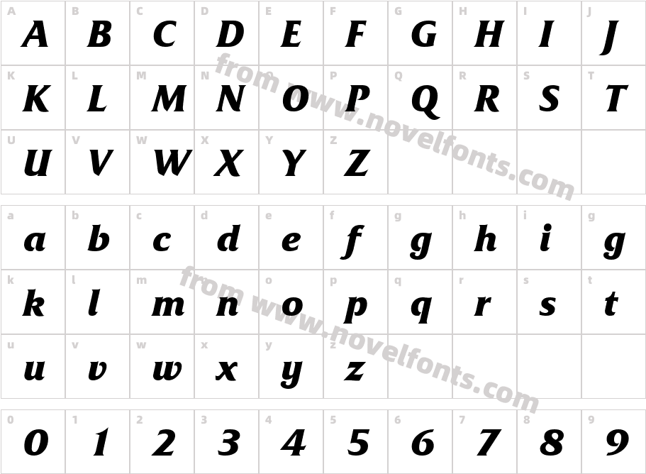 FrizQuadrataE-BoldItalicCharacter Map