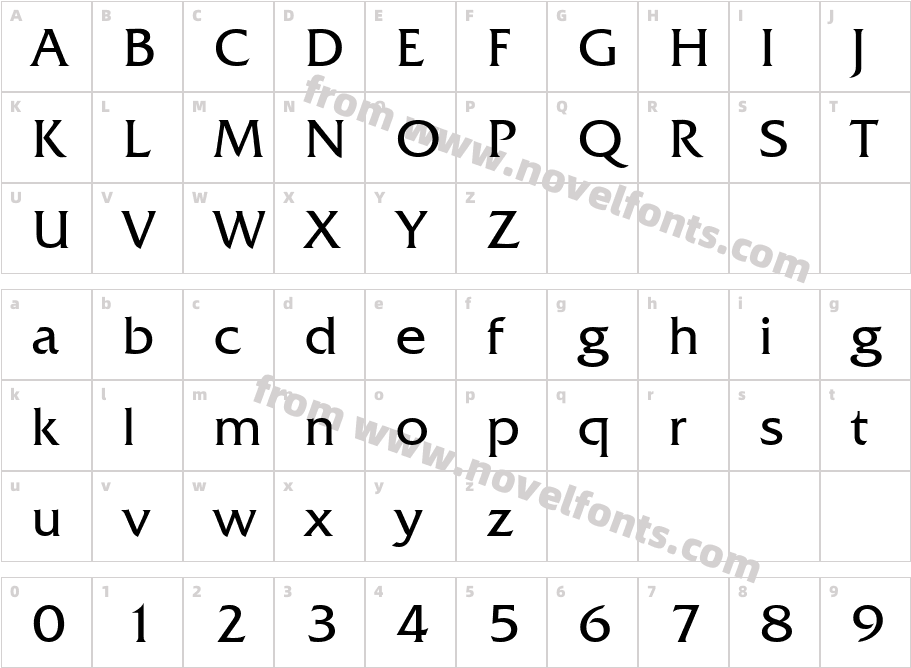 FrizQuadrataECharacter Map