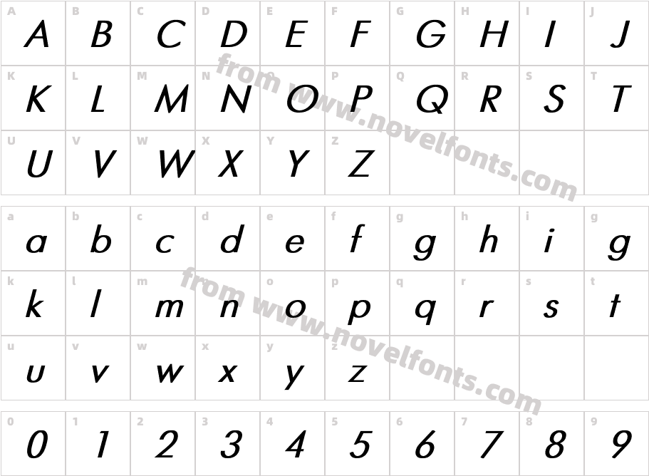 Futuris-BoldItalicCharacter Map