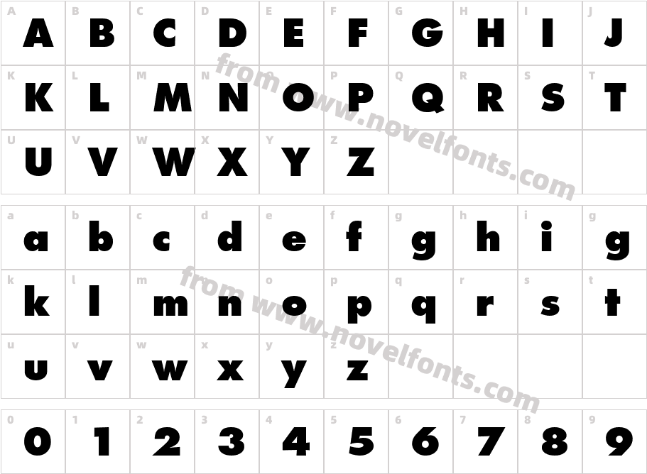 FuturistExtraboldCharacter Map