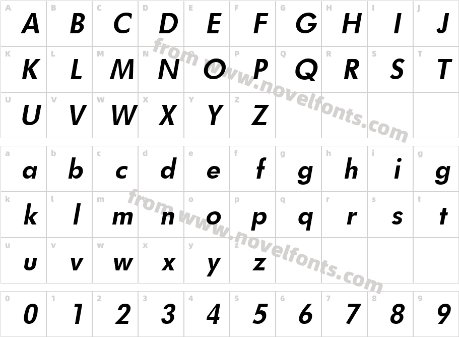 FuturistFixedWidthBoldItalicCharacter Map