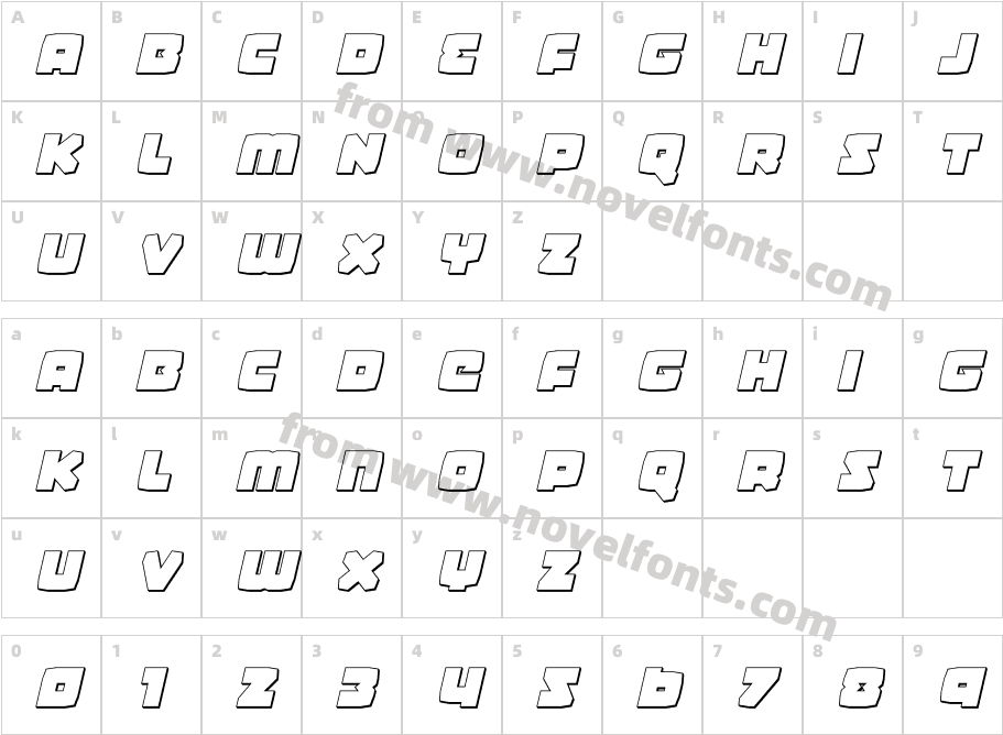 Gamer Spot 3D ItalicCharacter Map