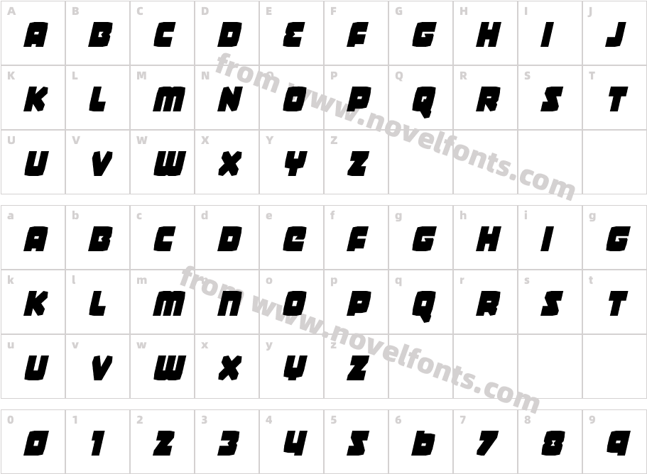 Gamer Spot Condensed ItalicCharacter Map