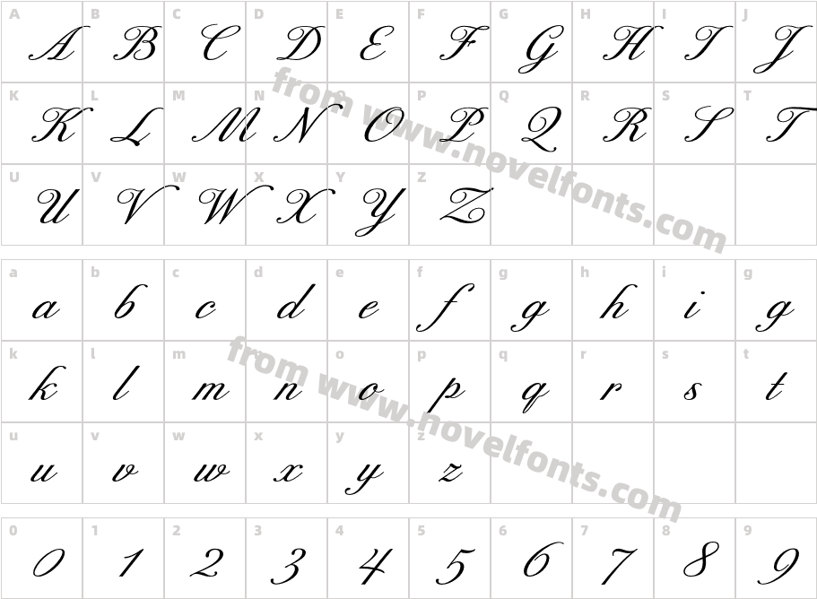 ExcelsiorScript TextExtendedCharacter Map