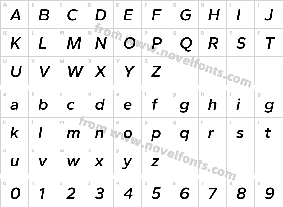 Gantari-SemiBoldItalicCharacter Map