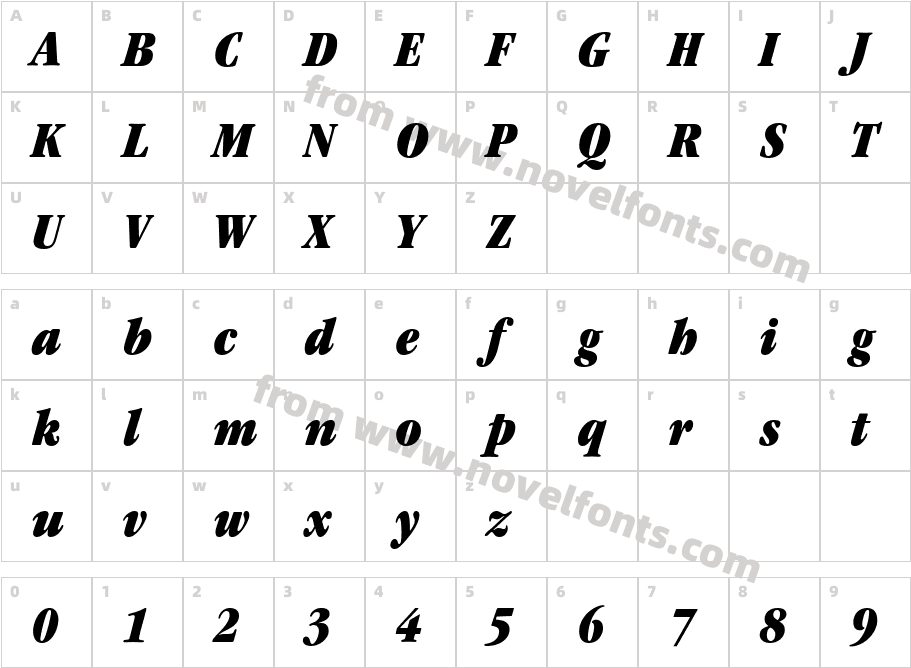 Garamond LT UltraCondensedCharacter Map