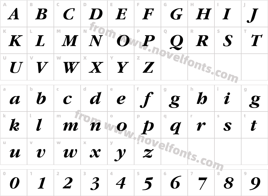 GaramondB-BoldItalicCharacter Map