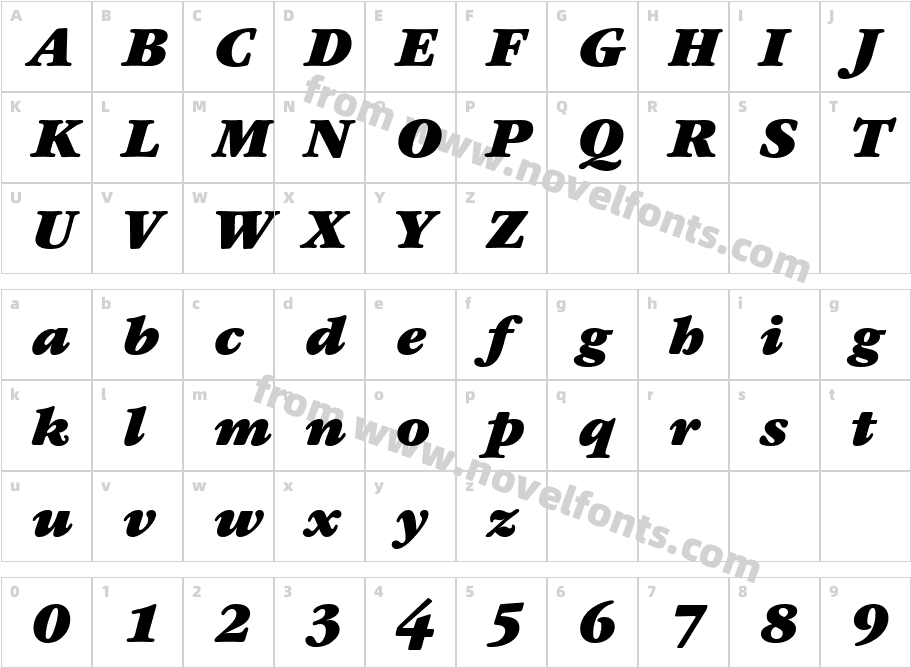 GaramondBookG-BoldItalicCharacter Map