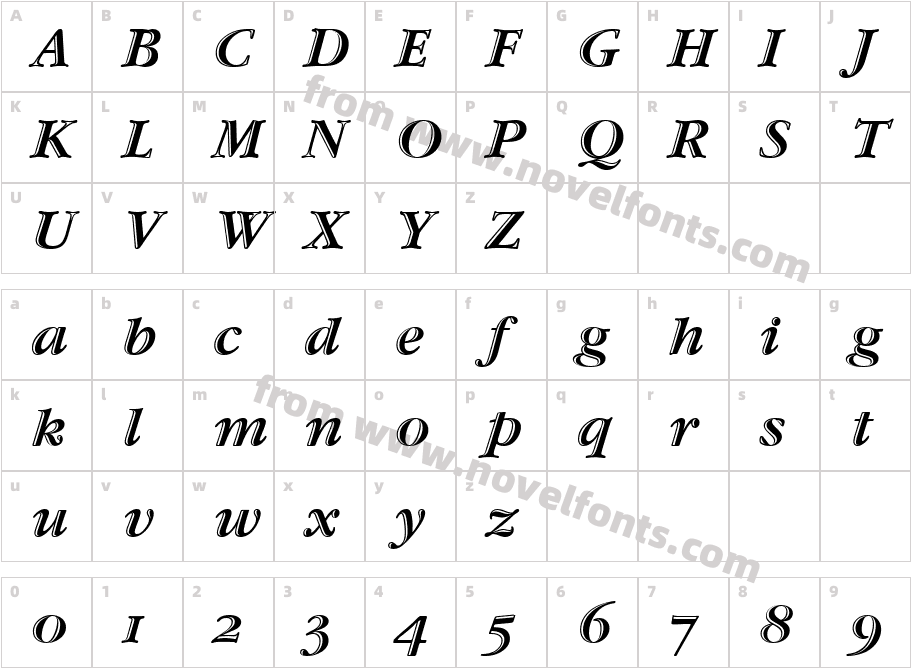 GaramondHtldOSITCTTItalicCharacter Map