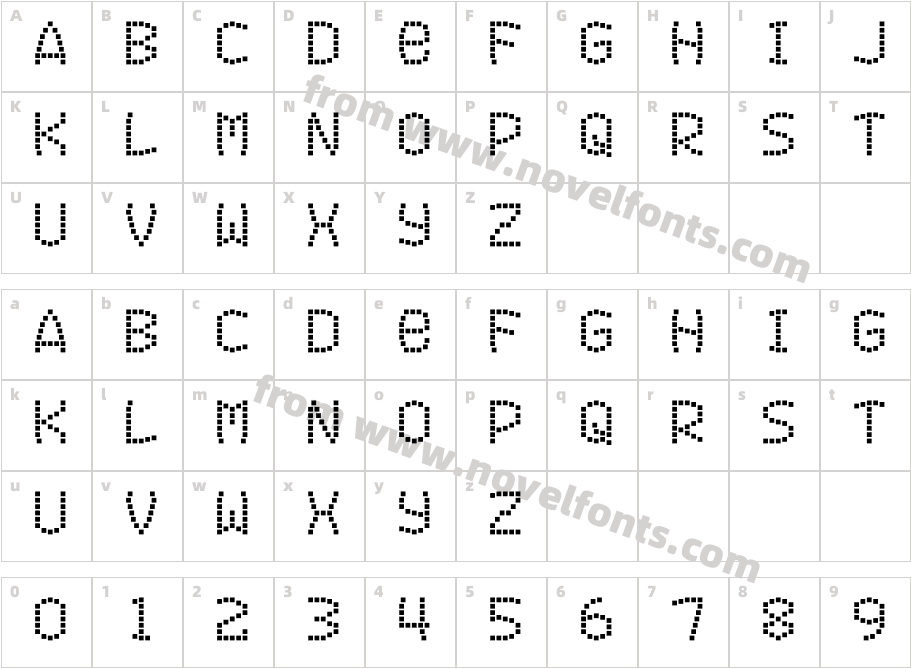 Exit font for a filmCharacter Map