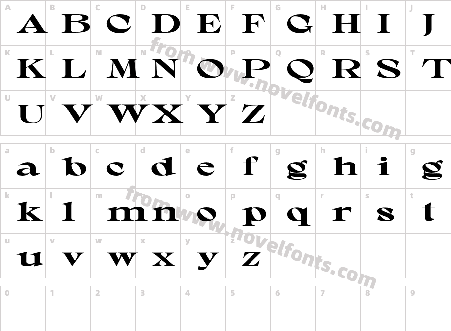 Gavency-SemiExpandedCharacter Map