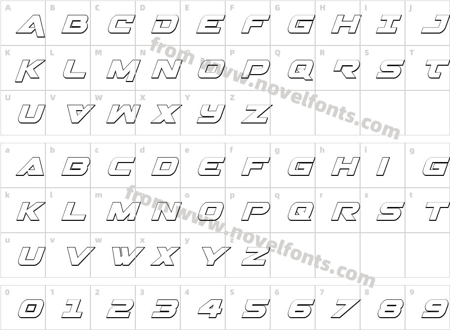 Gemina 3D ItalicCharacter Map