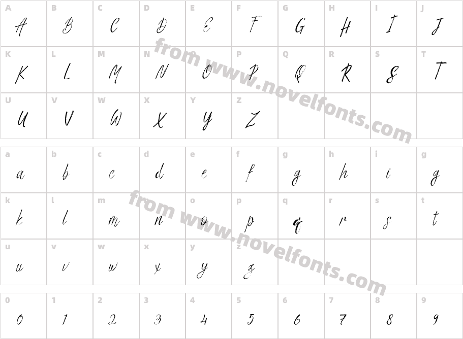 Gempita Brush RegularCharacter Map