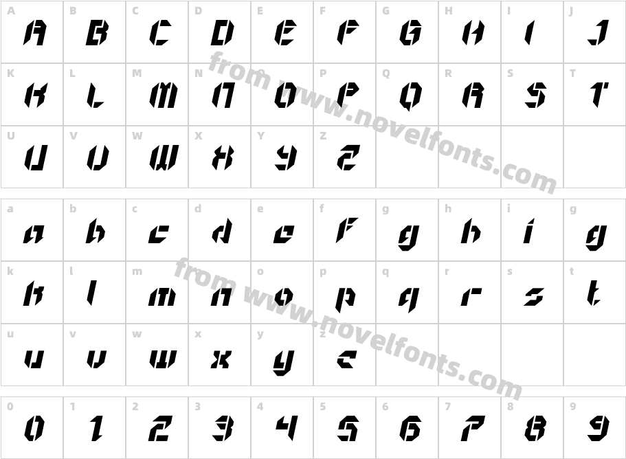 GetaRobo-OpenItalicCharacter Map